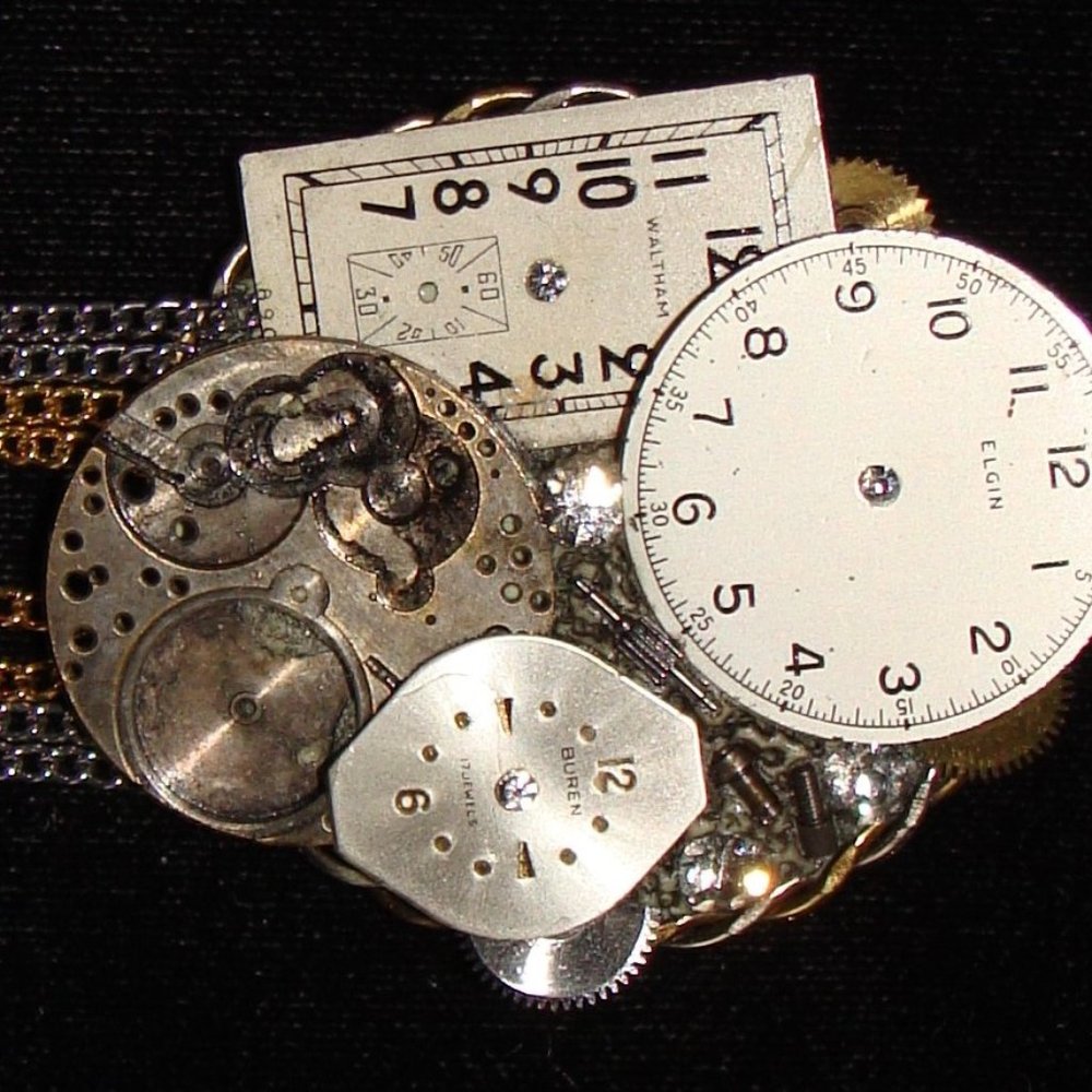 Vintage Handmade Pin - Watch Faces -  Singed by designer Dolfy F.